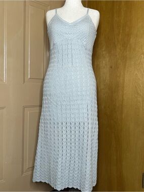Hollister Pale Blue Crochet Maxi Slip Dress